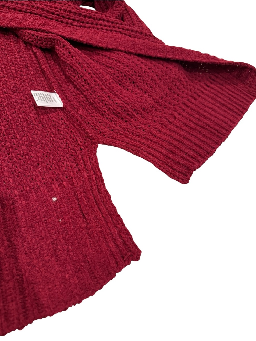 Open-Front Wine Red/Burgundy Knit Cardigan - Picture 7 of 11